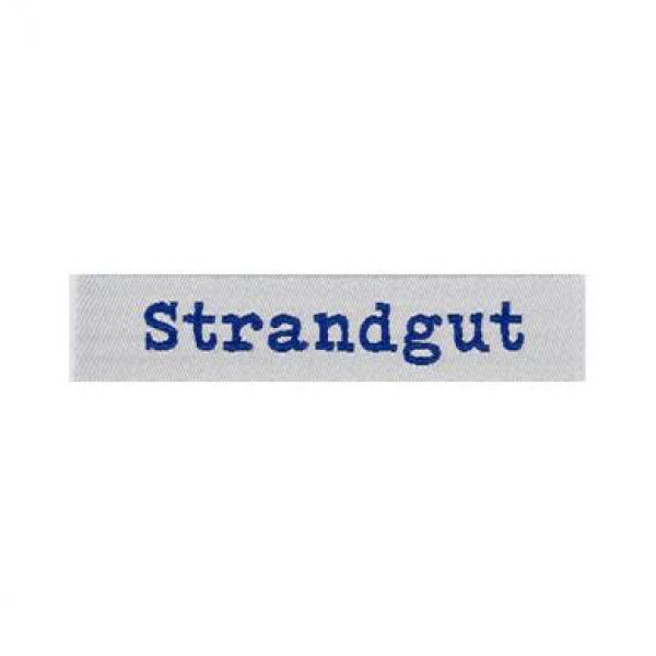 Webetikett Strandgut blau